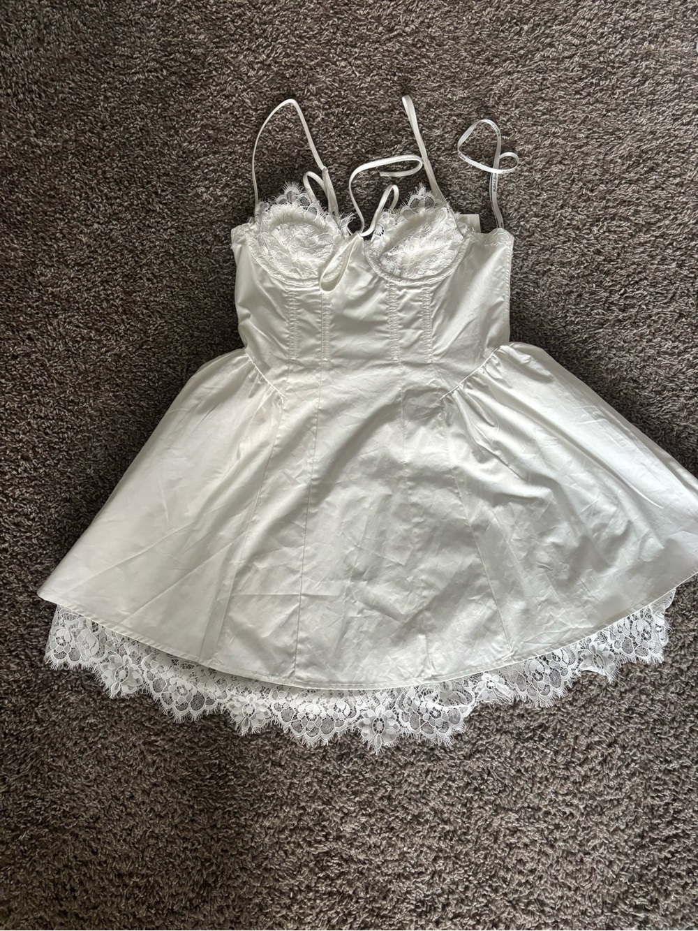 For Love And Lemons White Lace-Trim Bustier Chemise